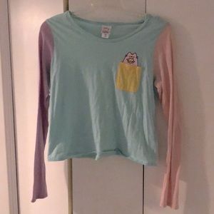 Pusheen Long Sleeve Color Block Top